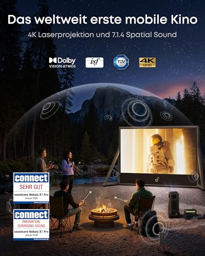 soundcore Nebula X1 Pro | Mobiler Beamer 4K Laserprojektion 7.1.4 Dolby Atmos Spatial Sound, All-in-One Design, 300 Zoll, 3500 ANSI Lumen, 400W Stereo, Auto Kalibrierung, Dolby Vision, GTV, Outdoor – Bild 3