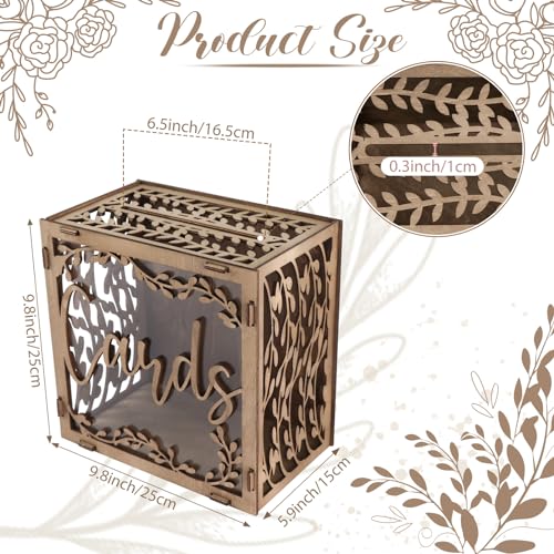 Image of OurWarm Wedding Card Box for Reception, Wooden Gift Box Card Holder with Acrylic Window, Vintage Envelope Money Box for Rustic Wedding Graduation Party Birthday Baby Shower Decorations