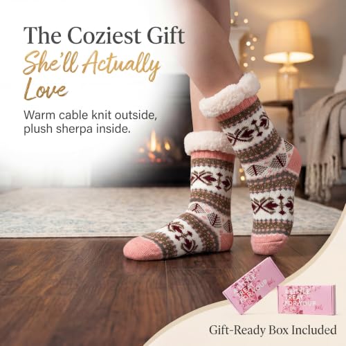 Image of The Metluks Women's Fuzzy Slipper Socks with Non-slip Grippers, Sherpa Lined Warm Cozy Gift Socks