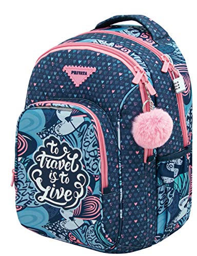 Mochila Colegio Privata Live   Doble Compartimento Adaptable a Carro para Mochilas Escolares