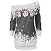 Produktbild BOLANQ Weihnachtsbluse Plus Size Womens Frohe Weihnachten Santa Snowflake Print Tops Langarm-Bluse(XXX-Large,Grau)