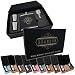Personalized Leatherette Flask Set - Free Engraving on leather gift box and flask (Black w/Silver Engraving)
