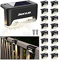 JACKYLED 16 Pack, Step Lights Waterproof LED Solar Power Outdoor Fence Light for Deck Stair Railing, Outside Lighting for Wall Garden Backyard Patio Balcony Decor