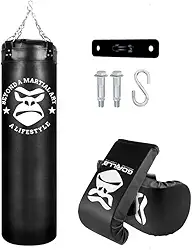 Kit Boxe Saco Pancada 120cm Profissional Boxe + Luvas de Muay thai + Suporte de Teto Aço Gorilla