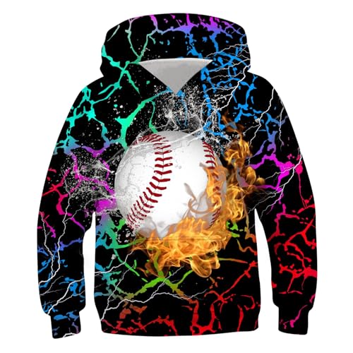 uideazone Boys Hoodies for Kids 3D Graphic Printed Hooded Sweatshirt Pullover Hoody with Pockets 6-16 Years