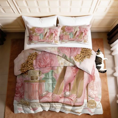 Edredón sin funda King suave y de diseño romántico floral con tacto premium de rosas 8