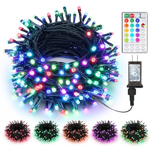 Brizled RGB Christmas Lights, 98ft 300 LED Orange Thanksgiving String Lights with Remote, 29V Plugin Color Changing Christmas Tree Lights Indoor Outdoor Xmas Light for Christmas Tree Party Home Decor -  Changzhou Jutai Electronic Co.,Ltd, HHGDEALD003