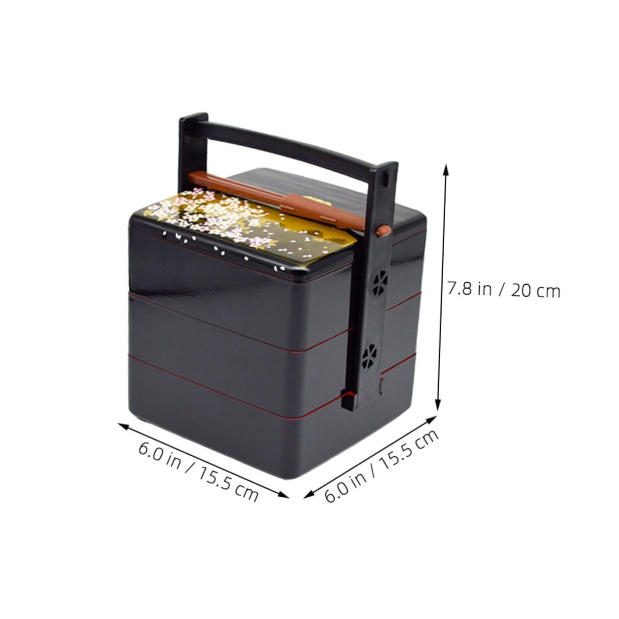 Boîte Bento Japonaise Noire à 3 Niveaux, Boîte à Lunch Portable en Abs Réutilisable, Hermétique et Pratique, pour Pique-niques et Rangement Alimentaire