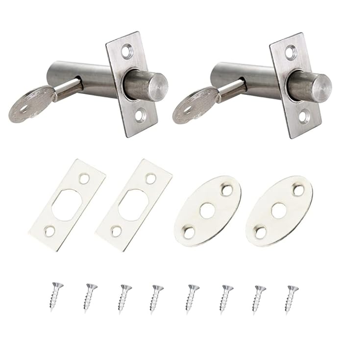 Buy Door Security Rack Bolt, 2pcs Security Deadbolt Stainless Steel Door Bolts Mortice Door Lock