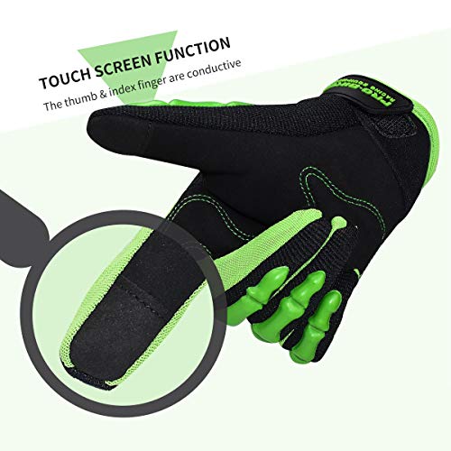 Chitone Full Finger Skeleton Motocross Riding Gloves For Motorcycle (Medium, Green) #TOP4
