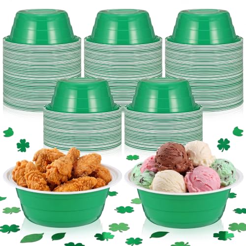 Baderke 50 Pcs Green Party Cup Bowls 23 oz Disposable Plastic Bowls for Cold and Hot Food Snacks Salads and Desserts for Graduation Party Supplies Birthday Holiday Event