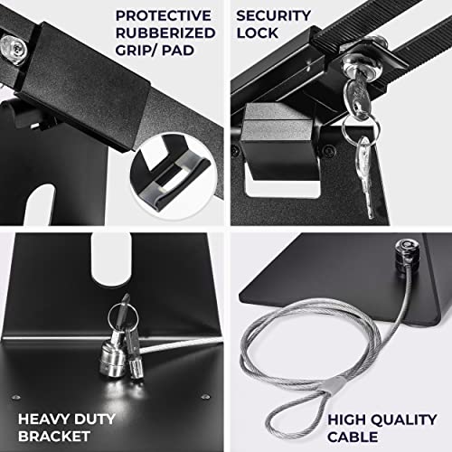 Image of Volcora Anti-Theft Tablet Stand iPad Kiosk Stand with Lock, Black 10-13'' iPad Stand for Desk, Swivel, Adjustable iPad Holder For Desk, iPad Mount For Desk For POS Register, Retail Business, Cashier