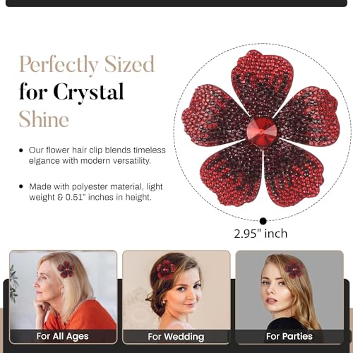 Pince à cheveux fleur d'hibiscus en cristal 7,4 cm pour femme ornante tresses bohèmes élégantes