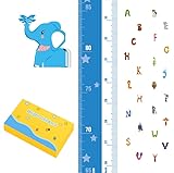 Xorinija Children's Height Growth Chart Wall Sticker, Magnetic 3D Stereoscopic Height Ruler, 90-Degree Vertical Precision Height Measuring Instrument from The Top of The Head (Elephant)