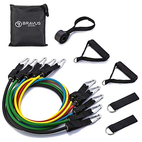 Kit Elástico Extensor Premium 11 Peças Tubing Bravus Sport