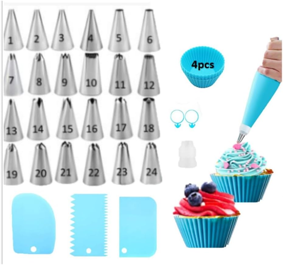 35 Piece Set of Flower Mouth Set Stainless Steel Oro Flower Mouth Cake Baking Set(E)