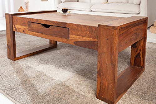 invicta INTERIOR Massiver Couchtisch MARKANT 100cm Sheesham mit Schublade Wohnzimmertisch Tisch Massivholztisch – Bild 3