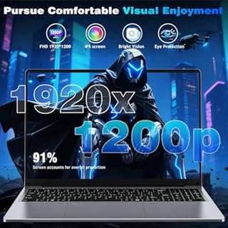 FUNYET Computer portatile da 16 pollici, processore N100 Laptop, Win11 Notebook, 16 GB di RAM, SSD 1 TB, schermo FHD 1920 x 1200, tastiera retroilluminata, angolo di apertura di 180°, 46,2 WH