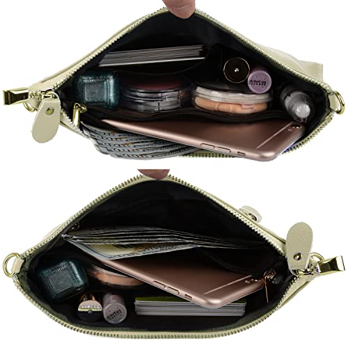 Image of YALUXE Genuine Leather Wristlet Handbags Purses Cell Phone Pocket Clutch Wallet Crossbody Bags for Women
