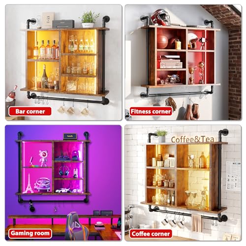 Reibii RBFS95BR01 37 Inch Floating Shelves For Wall With Led Wall Shelves For Kitchen Storage Industrial Pipe Shelving thumb #6