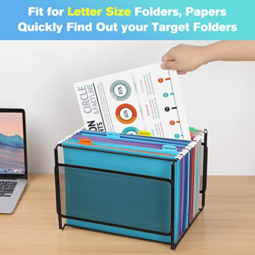 Maxgear Hanging File Organizer, Letter Size File Holder Filing Box, Metal Mesh Desk File Folder Storage For Office & Home, School, Black #TOP3