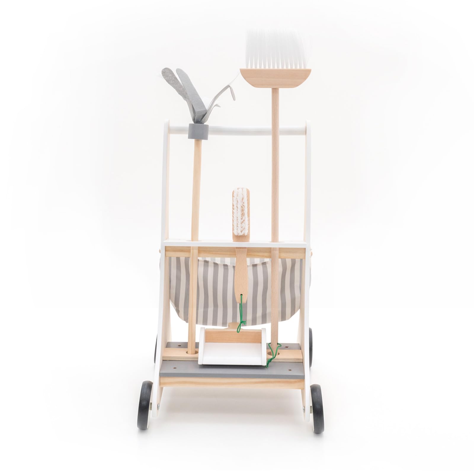 CARRITO DE LIMPIEZA MONTESSORI DE ECO MADERA "CLEAN UP" FREGONA, ESCOBA, CEPILLO Y RECOGEDOR INCLUIDOS 43 X 35 X 66 CM Cura della persona e salute