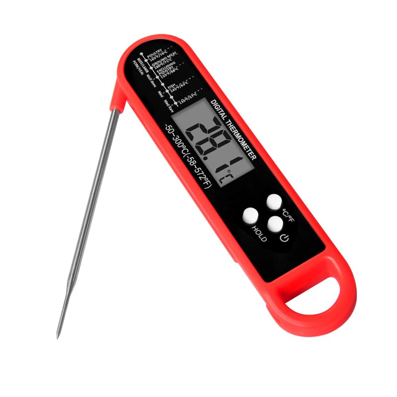 Digital Meat Thermometer for Cooking and Grilling, Instant Read Food Thermometer with IP67 Waterproof, Strong Magnet and Calibration-Professional Kitchen BBQ Probe for Turkey, Steak