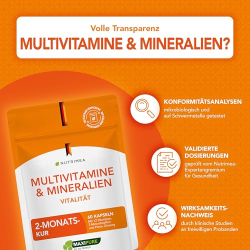 Nutrimea Multivitamin Kapseln & Mineralstoffe – 12 Vitamine & Ginseng – Ansicht 4