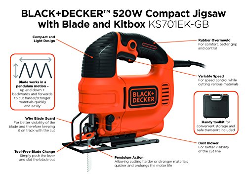 BLACK+DECKER KS701EK-GB 520W Compact Jigsaw