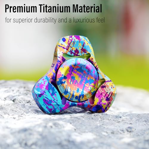 Image of FREELOVE Premium Metal Fidget Spinner for Adults, Stainless Steel Heavy Silent Spinner with Precision Bearing, Small Office Desk Toy & EDC for Stress Relief Focus ADHD, Titanium Alloy Splashed Ink