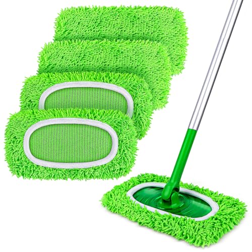 HOMEXCEL Reusable Microfiber Mop Pads Compatible with Sweeper Mop Dry & Wet Sweeping Cloths Washable Wet Pads Refill for Multi-Surface/Hardwood Floor Cleaning Pack of 4