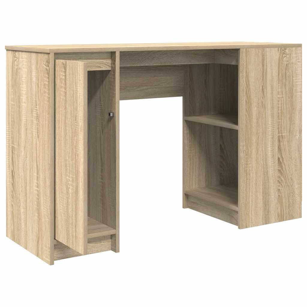 Scrivania in rovere Sonoma, 120 x 42 x 76 cm, con spazio e ripiano, ergonomica, per ufficio, casa, computer, laptop, gaming, segretario, salvaspazio, con cassetto