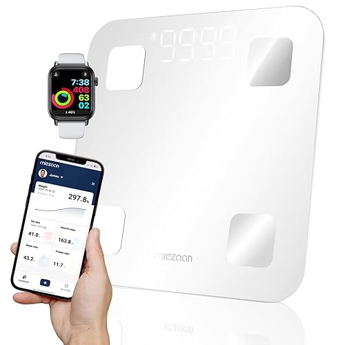 BodyView - Báscula inteligente de 4 electrodos para peso corporal, báscula digital, 24 métricas, escala con IMC, grasa corporal, mediciones de masa