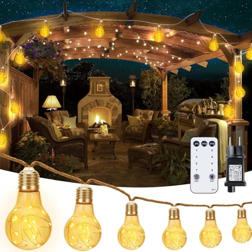 StarryEver Vintage 15M Warmweiß Lichterkette Aussen Strom, Bruchsicher A60...