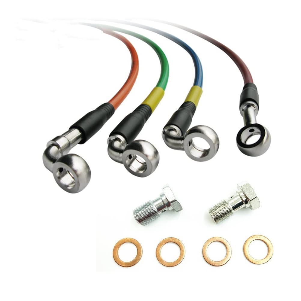 Ricambio Per Moto Cross Tubo Freno Moto Acciaio Inossidabile - Flessibile Idraulico Da 60cm, Colore Rosso Tubo Olio Frizione Acciaio Inox - Foto 4