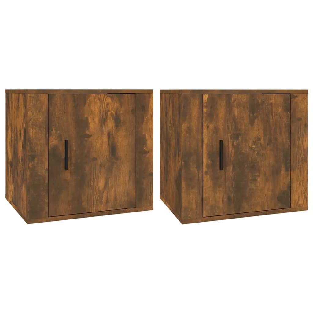 Juego de 2 mesitas de noche en roble ahumado, 50 x 39 x 47 cm, mesitas de noche de madera con espacio para el dormitorio, mesas auxiliares para camas con somier y camas tapizadas