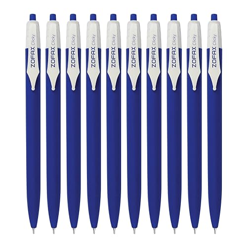 Stylos à bille rétractables bleus ZClic pointe fine 0.7 mm pour l'écriture quotidienne en lot de 50