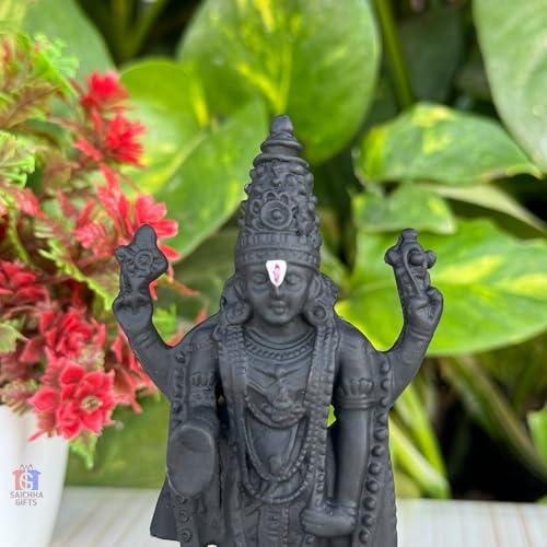 Image of Tirupati Balaji Idol for Car Dashboard, Venkateswara Swamy murthi, Vaastu Advised Balaji Statue - Tirupati Balaji Murti Idols for Pooja Room (Black 11 CM)