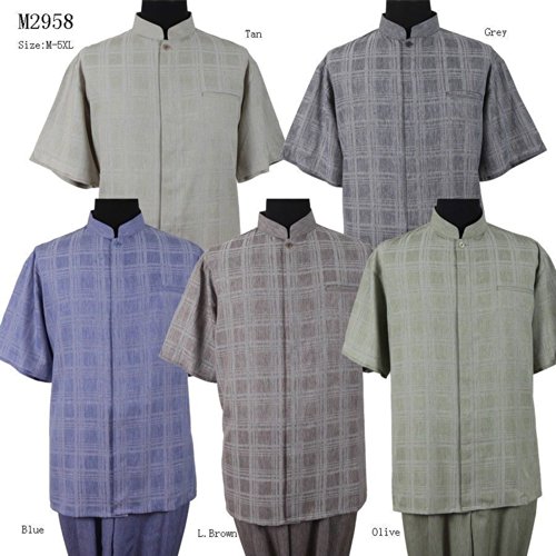 Banded Collar Walking Suit with Windowpane Design in 5 Colors M29583