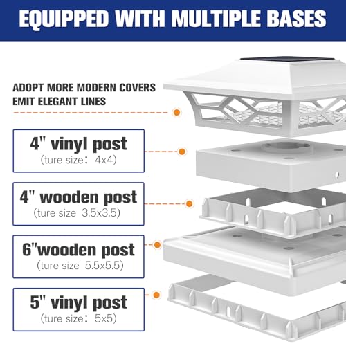 Image of VOLISUN 8Pack Solar Post Cap Lights, 2 Color Modes Deck Lights, White