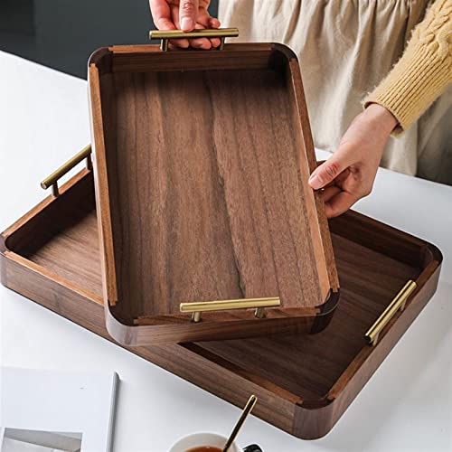 Plateau de rangement en bois de noyer pour plats et services à thé - 5