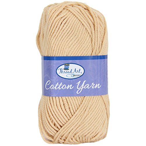 Threadart 100% Pure Cotton Crochet Yarn | 50 gram Skeins | Worsted Medium #4 Yarn | 85 yds per Skein | 30 Colors Available | Lt. Beige #3506