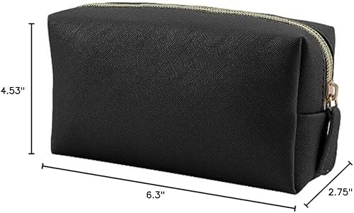 Miniatura 7 de Bolsa de maquillaje de cuero para viaje, organizador de cosméticos pequeño portátil para mujeres y niñas, bolsa de maquillaje con cremallera