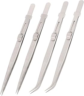 FOMIYES 4pcs Stainless Steel Tweezers Metal Tweezers Rubis Tweezers Jewelry Tools Nonslip Tweezers Stainless Steel Nipper Jewelry Nipper Stainless Steel Silver Manual Stamp Work