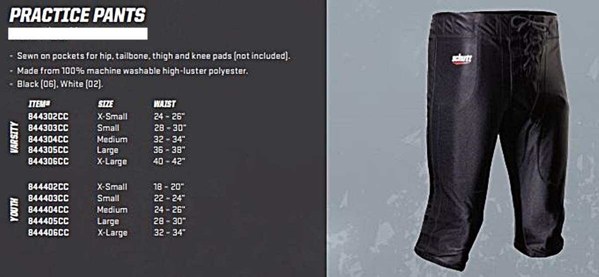 Schutt Adult Football Practice Pant Black Large