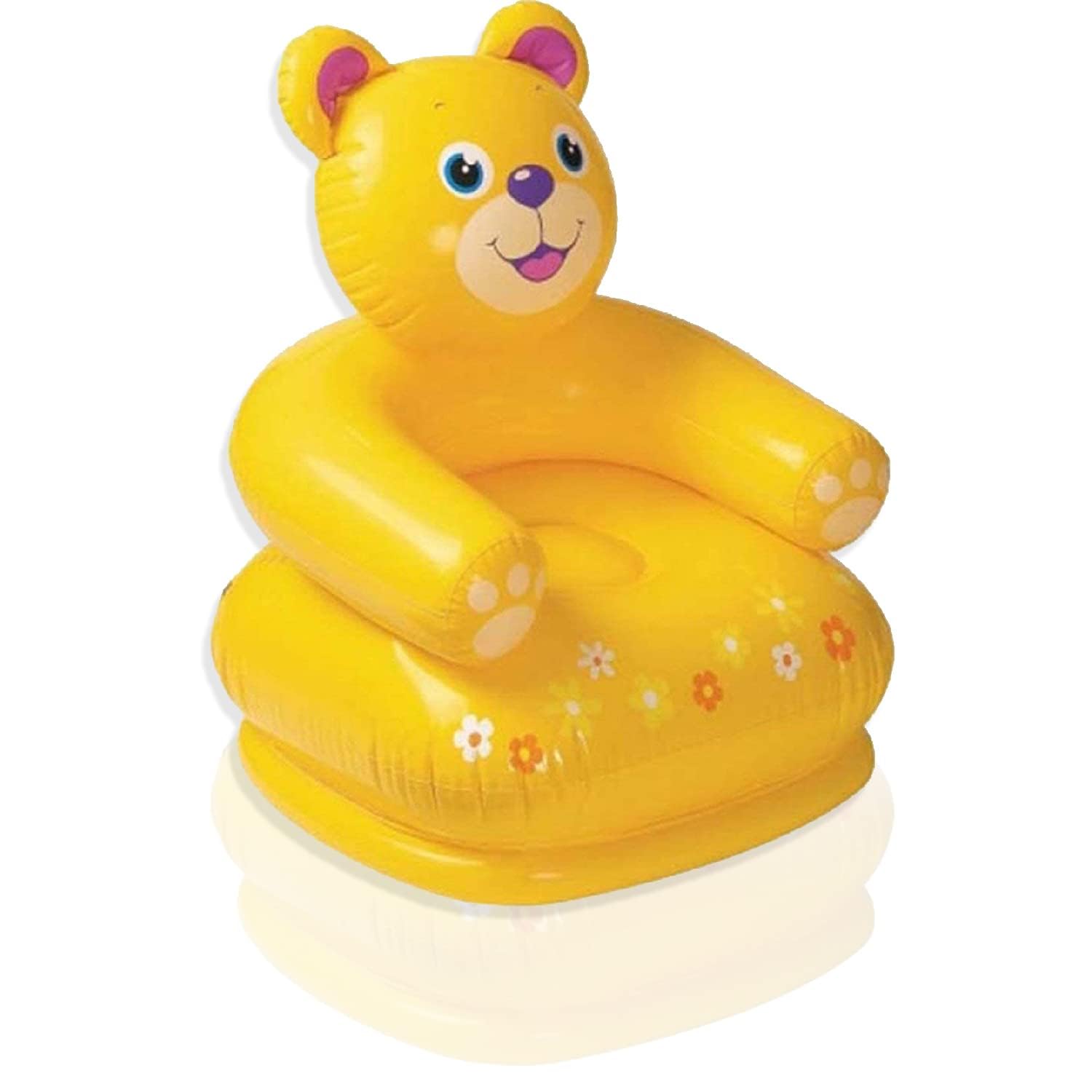 DTR Creation Happy Animal Inflatable Chair for Kids | Portable & Foldable PVC Air Sofa Seat for Toddlers | Cartoon Animal Design Chair for Boys & Girls (Yellow)-image-34