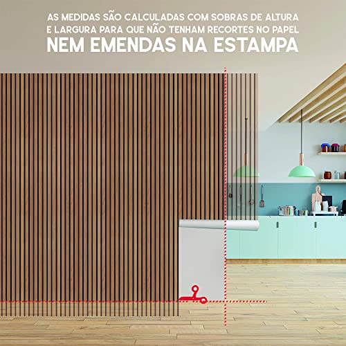 Papel De Parede Adesivo Ripas De Madeira Clara Lavável 3m