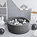 Wonder Space Deluxe Kids Round Ball Pit, Premium Handmade Kiddie Balls Pool, Soft Indoor Outdoor Nursery Baby Playpen, Ideal Gift Play Toy for Children Toddler Infant Boys and Girls (Dark Grey)