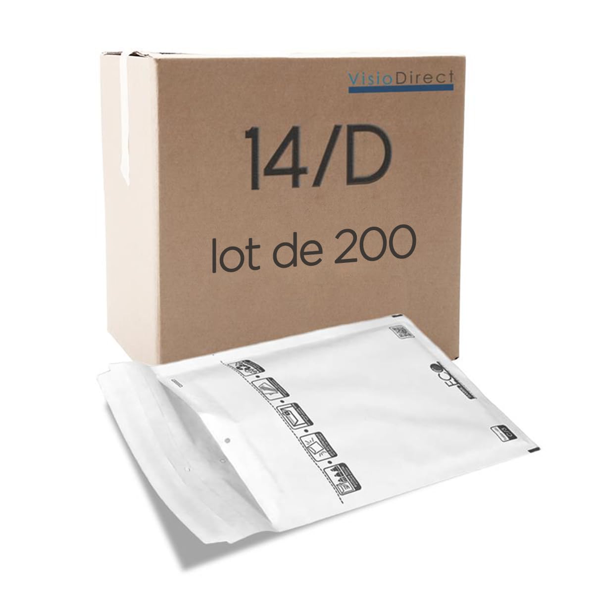 Lot de 200 enveloppe à bulles pour expedition D/4 20 x 27,5cm dimensions interieur 180 x 265 mm blanche pochettes matelassées - Visiodirect