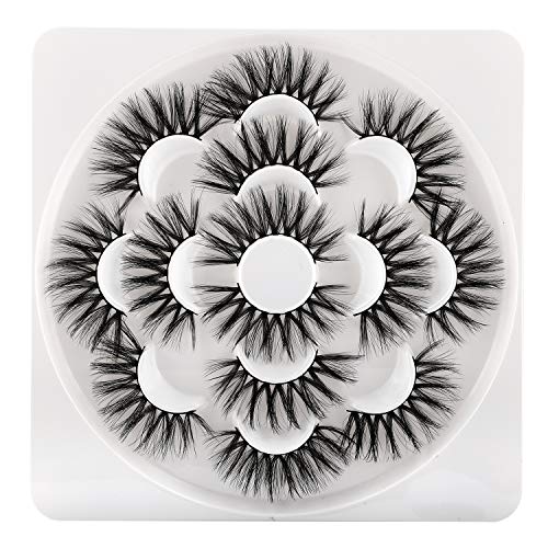 Newcally False Eyelashes 22MM Faux Mink Lashes 3D Long Curly Cross Fake Eyelashes 7 Pairs Pack
